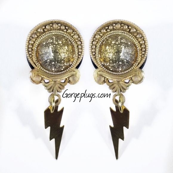 Dainty lightening Bolt Dangle Plugs (0g-1") - Picture 2 of 3